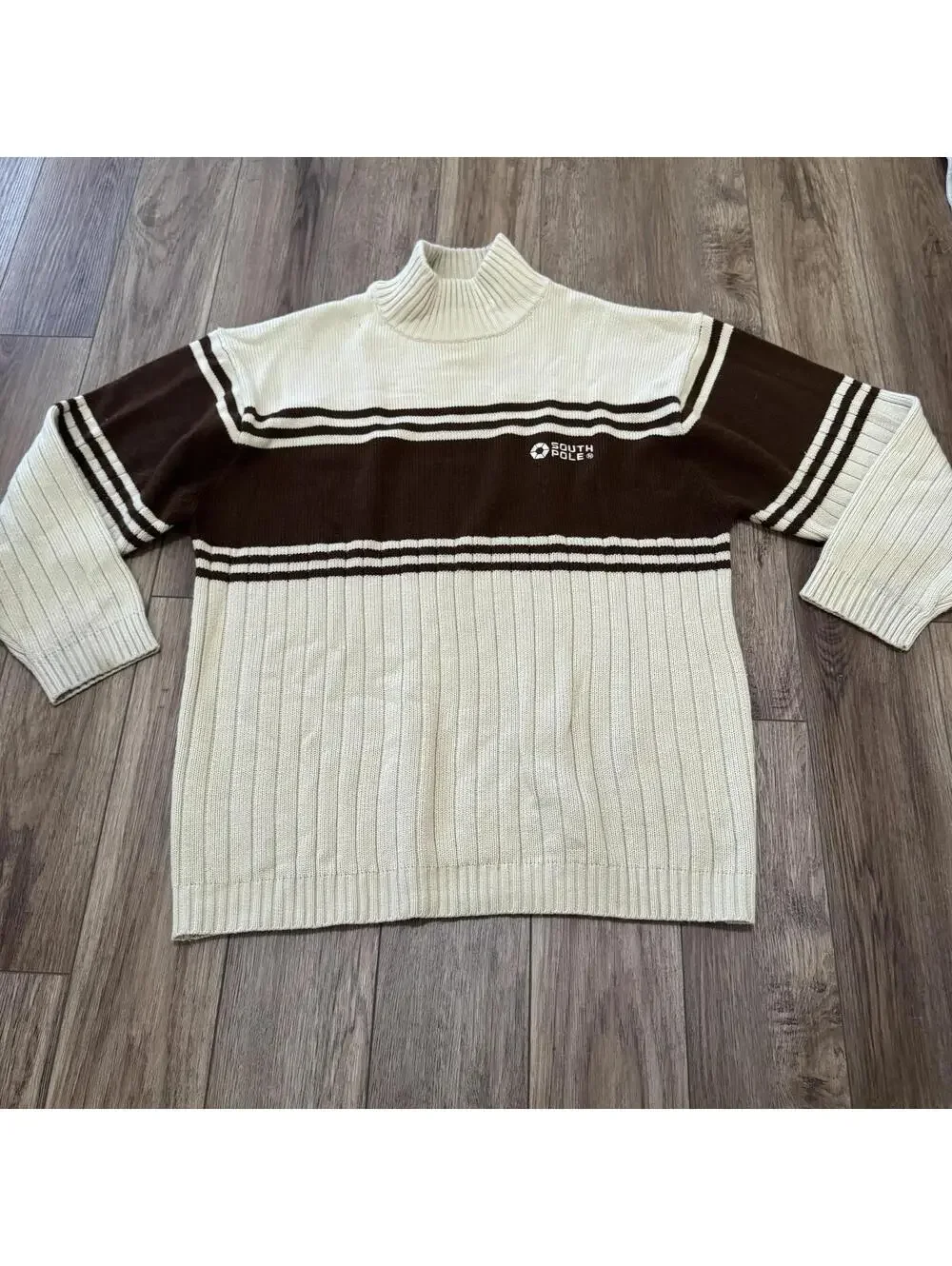 Vtg Southpole Striped Mock Neck Sweater Mens XXL Y2K